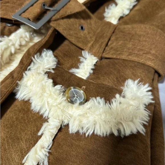 Bebe Vintage Uc Bebe Vegan Shearling Suede Long Maxi Coat Size Xs - Picture 4 of 7